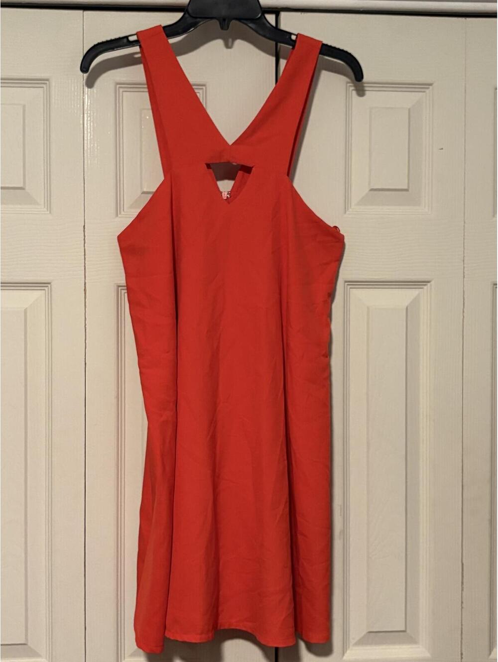Loveriche Sunset Orange Halter Cutout Dress Vacation Resort Coastal Cowgirl